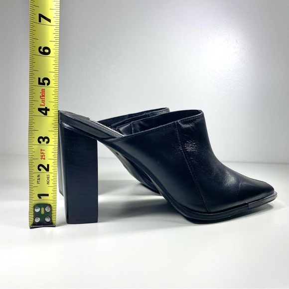 Steve Madden Playa Black Leather Slip On Heeled Mules Slides Silver Tips 9.5 - Picture 9 of 10